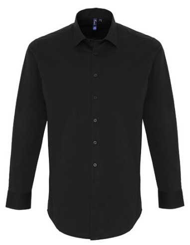 PRE-PR244-Mens Stretch Fit Poplin Long Sleeve Cotton Shirt